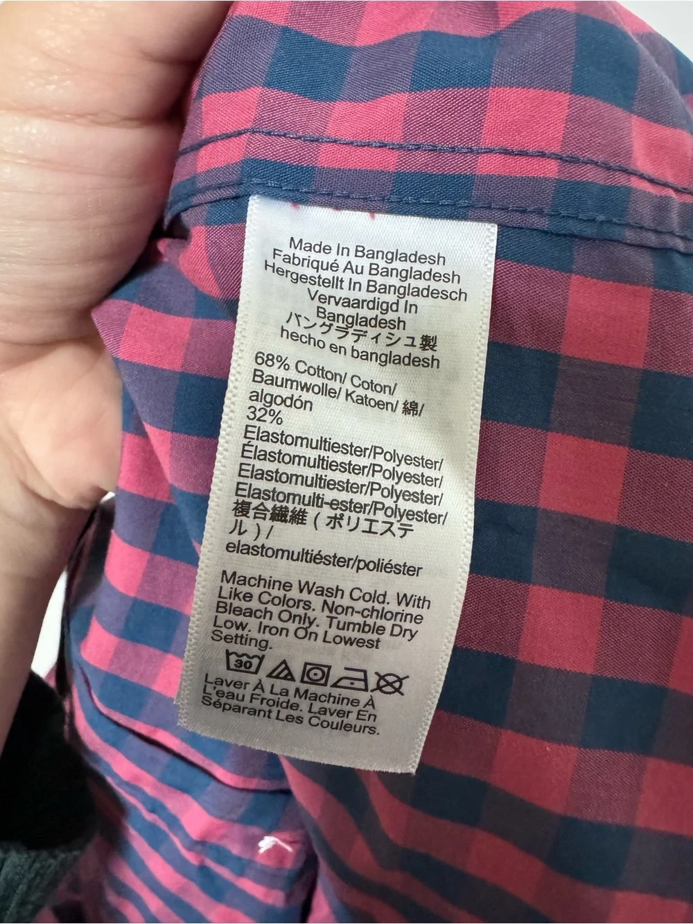 J. Crew Men’s Pink and Navy Gingham Button-Down Shirt